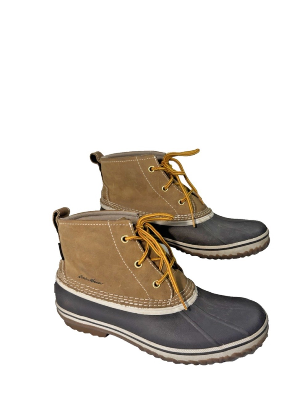 Eddie Bauer Hunt Pac Duck Boots Women size 9 Brown Leather Waterproof